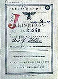 Обложка паспорта А. Гитлера
