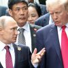 Враждебность по отношению к России вредит США (Президент РФ Владимир Путин и президент США Дональд Трамп перед рабочим заседанием лидеров экономик …) Президент РФ Владими…