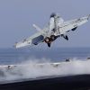 Advance: визит Помпео в Россию и 'передел мира' (Истребитель ВМС США взлетает с палубы авианосца США Дуайта Д. Эйзенхауэра в Персидском заливе | © AP…) Истребитель ВМС США …