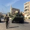Сирийская армия перешла в наступление на юге Алеппо (Агитационная бронемашина сирийской армии возле гуманитарного коридора Бустан аль-Каср в восточном Алеппо) Агитационная бронема…